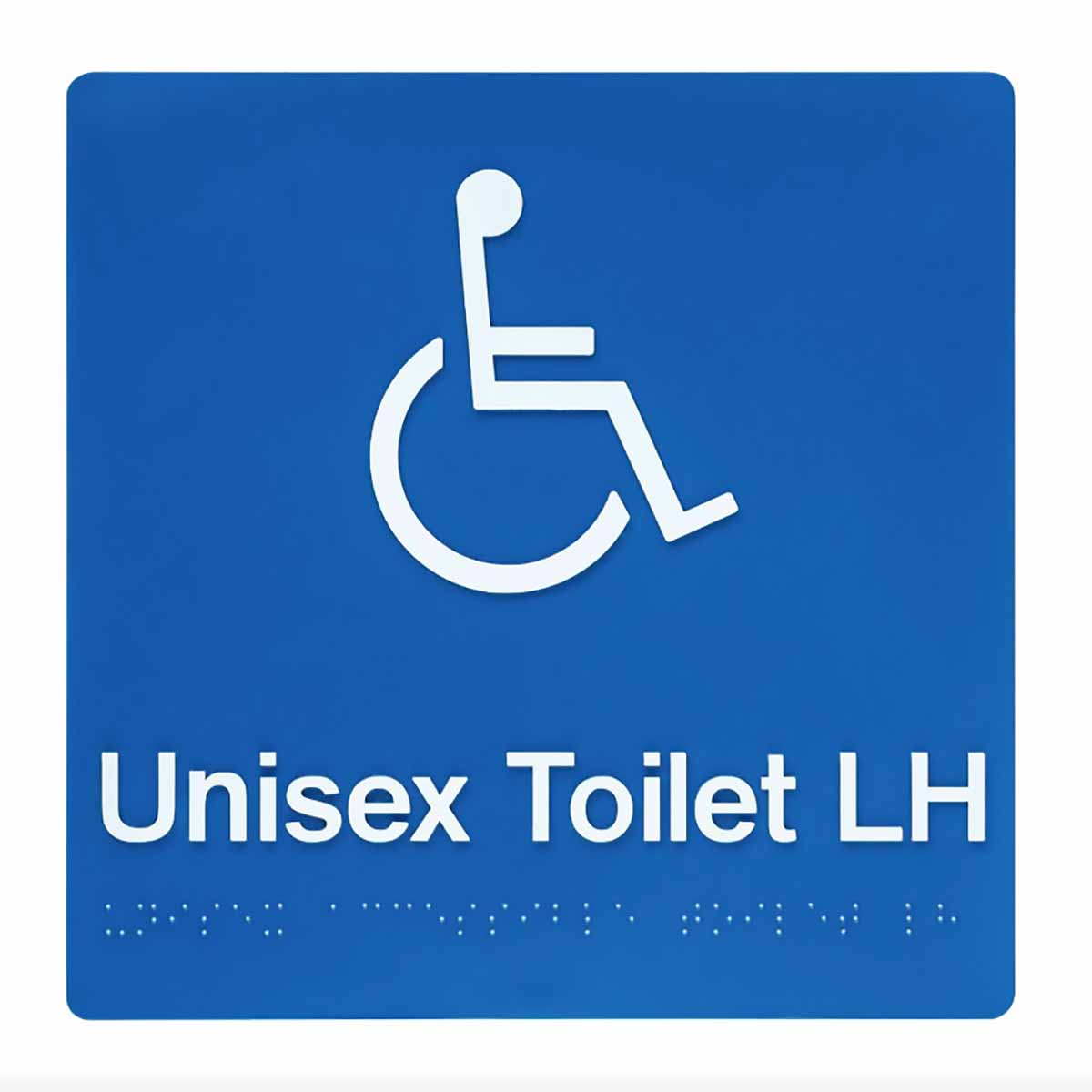  Disabled Toilet Left Hand Blue Plastic Braille Sign Raised Icons Text SV03-LH