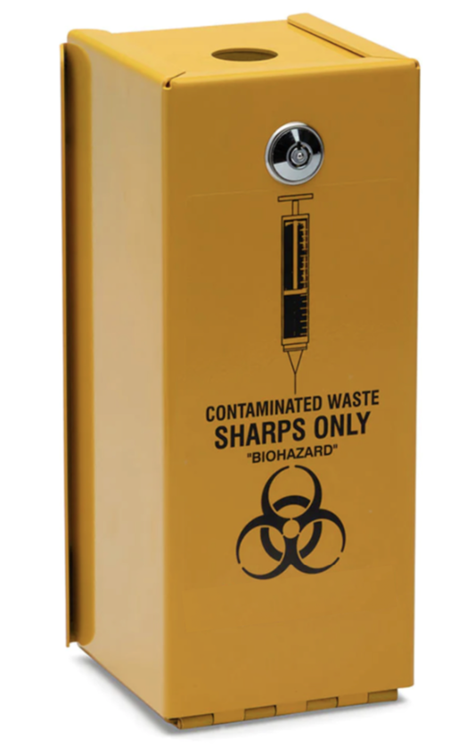 Yellow Armour Steel Syringe Disposal Unit Lockable 1.4L - OzWashroom