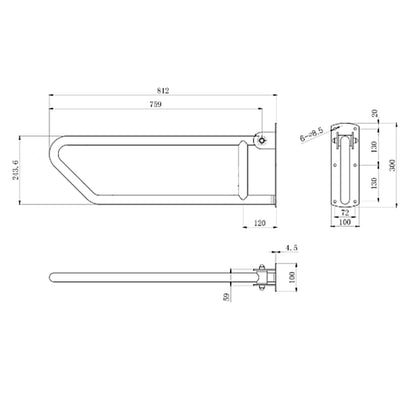 Metlam Click-Lock Pull Down Grab Rail MLR55 - OzWashroom