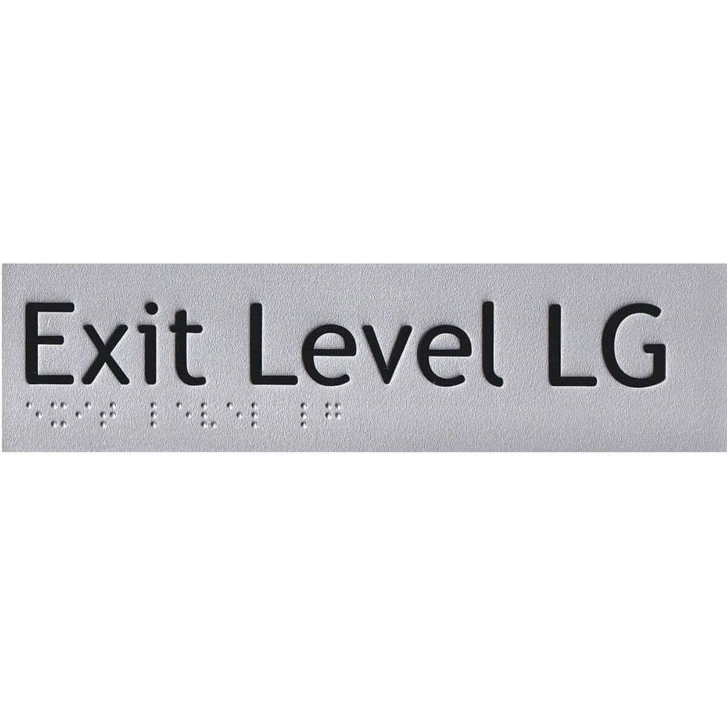 SX-LG Silver Exit Level Lower Ground Braille Sign