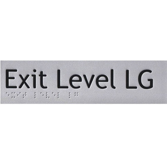 SX-LG Silver Exit Level Lower Ground Braille Sign