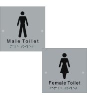 Braille S'Steel Male and Female Toilet Sign Combo