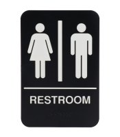 Unisex Restroom Braille ADA Sign, Black