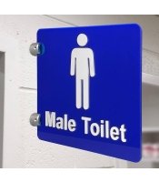  Stand-Off Sign Embossed CV01 Male Toilet with Text 