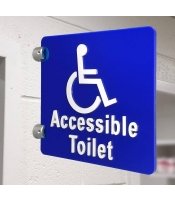 Stand Off CV03 Sign Embossed Blue Disabled Toilet with Text 