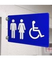Standoff Sign Embossed Blue Unisex Disable Toilet without Text CVT05 by Ozwashroom