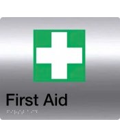 First Aid Braille Sign Stainless Steel