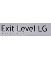 Silver Exit Level Lower Ground Braille Sign SX-LG (180mm x 50mm)