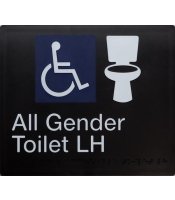 Plastic All Gender Toilet LH Braille Sign 