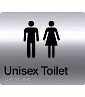 Unisex Toilet Stainless Steel Braille Sign