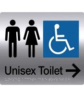 Unisex Disable S'Steel Braille Sign Toilet Right Arrow