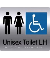 Unisex Disabled Toilet Left Hand S'Steel Braille Sign
