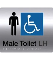Male Disabled Toilet Left Hand S'Steel Braille Sign