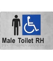 SP08J-RH Male Disabled Toilet Right Hand Stainless Steel Braille Sign