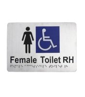 SP09J-RH Female Disable Right Hand Toilet Stainless Steel Braille Sign