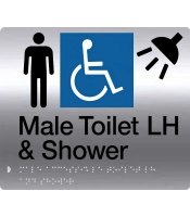 Male Disabled Toilet & Shower S'Steel Braille Sign LH