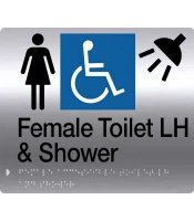 Female Disabled Toilet & Shower Braille S'Steel LH