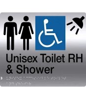 Unisex Disable S'Steel Toilet & Shower RH Braille Sign