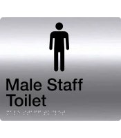 Male Staff Toilet Braille Sign Stainless Steel