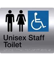 Unisex Staff Toilet Stainless Steel Braille Sign