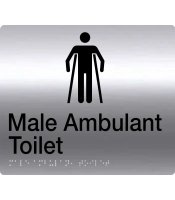 Male Ambulant Toilet Braille Sign Stainless Steel