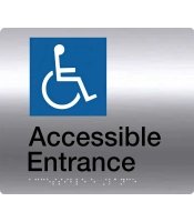 Accessible Entrance Stainless Steel Braille Sign
