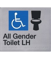Silver Plastic All Gender Toilet LH Braille Sign