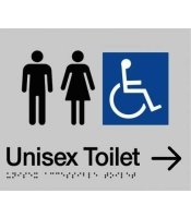 Unisex Disable Silver Plastic Braille Toilet Sign Right Arrow