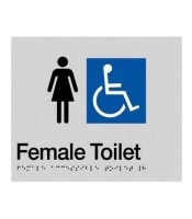 Female Disable Braille Toilet Sign