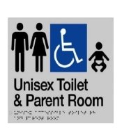 Unisex Silver Disable Parent, Room & Toilet Sign 