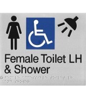 Female Disabled Toilet & Shower Braille Sign Left Hand