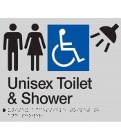 Unisex Disable Toilet & Shower Braille Toilet Sign