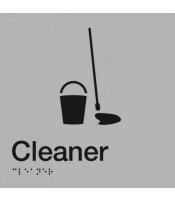 Silver Plastic Cleaner Braille Sign