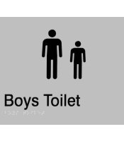  Silver Plastic Boys Toilet Braille Sign