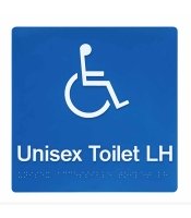  Disabled Toilet Left Hand Blue Plastic Braille Sign 