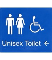 Unisex Disable Blue Plastic Braille Sign Toilet Left Arrow