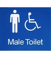 Male Disabled Toilet Blue Plastic Braille Sign 