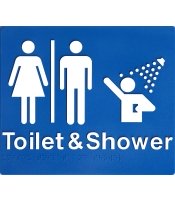  Unisex Toilet & Shower Blue Braille Sign 