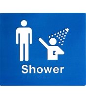  Male Shower Blue Braille Sign 