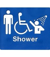  Plastic Blue Male Disable Shower Braille Sign 