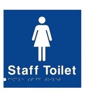 Plastic Blue Female Staff Toilet Braille Sign