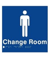 Plastic Blue Male Change Room Braille Sign 