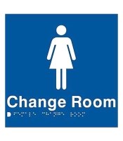  Plastic Blue Female Change Room Braille Sign SV30 (180 x 180 mm)