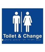 Unisex Toilet & Change Room Braille Sign SV36 (210 x 180 mm)