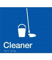Blue Plastic Cleaner Braille Sign 