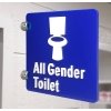 Stand Off Sign Embossed Blue All Gender Toilet with Text CV47 by Ozwashroom