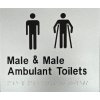  Silver Plastic Male & Ambulant Toilet Braille Sign