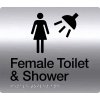Female Toilet & Shower Stainless Steel Braille Sign