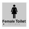 Female Toilet Braille Sign Silver Plastic BCA Code Australian Compliance