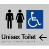 Unisex Disable Silver Plastic Braille Toilet Sign Left Arrow SS05-LA 